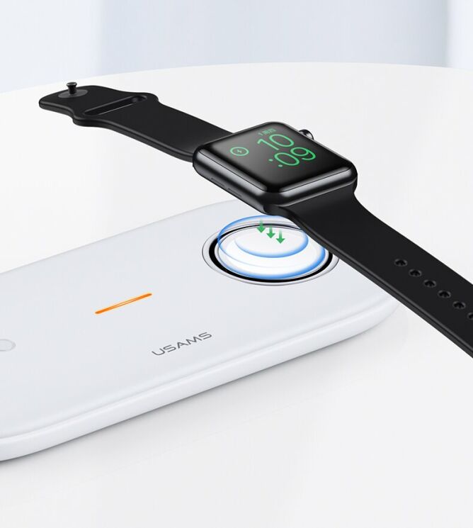 Беспроводное зарядное устройство USAMS US-CD119 2 in 1 + кабель - White: фото 8 из 13