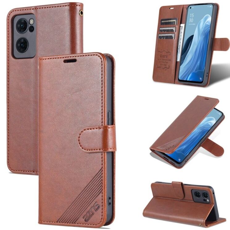 Чехол AZNS Wallet Case для OPPO Reno 7 5G Chinese - Brown: фото 1 из 11