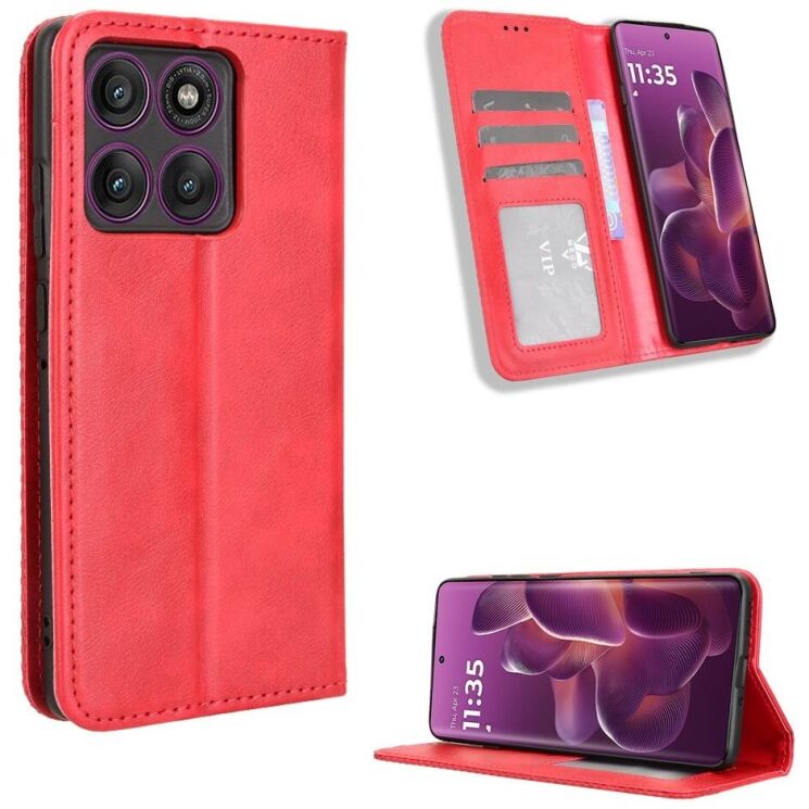 Чохол Deexe Retro Style для Motorola Edge 60 Pro - Red: фото 1 з 19