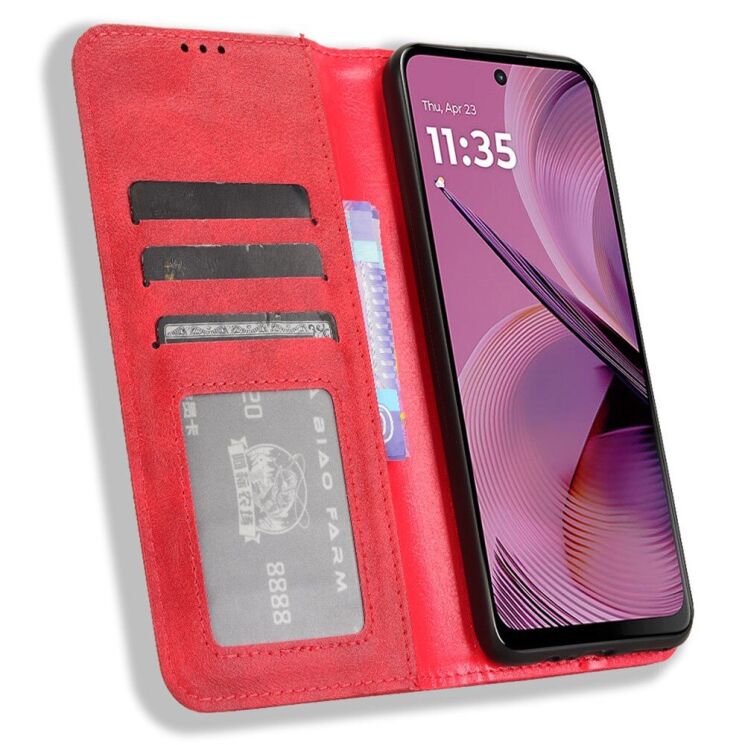 Чехол Deexe Retro Style для Motorola Moto G55 - Red: фото 2 из 7