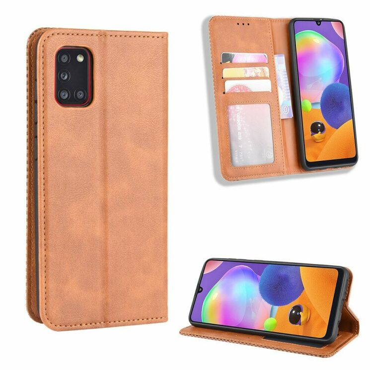 Чехол Deexe Retro Style для Samsung Galaxy A31 (A315) - Brown: фото 1 из 12