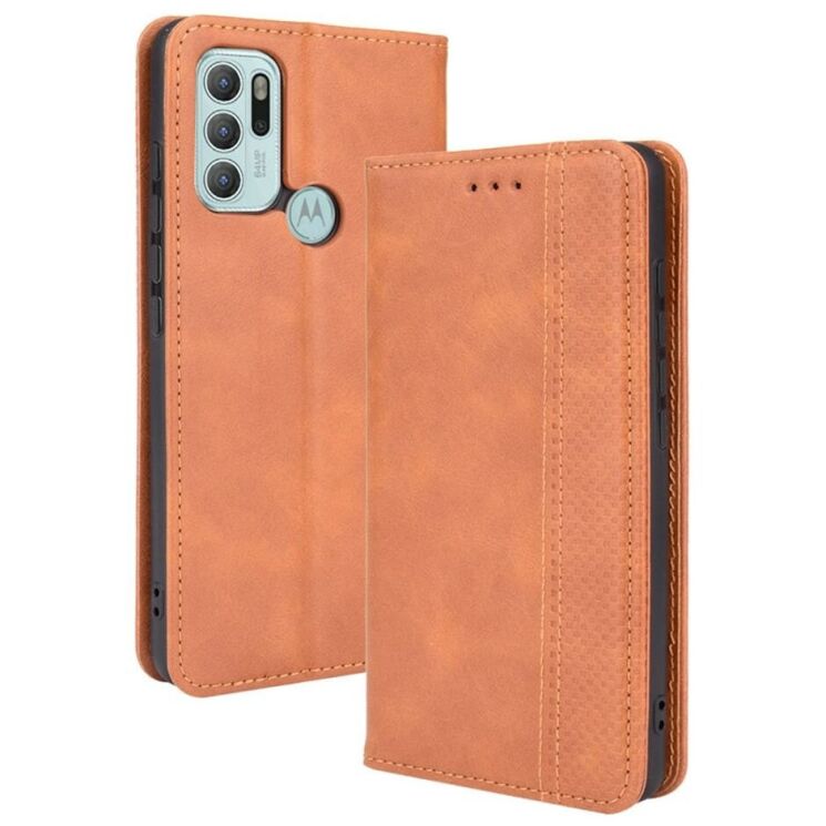 Чехол Deexe Retro Style для Motorola Moto G60s - Brown: фото 1 из 12