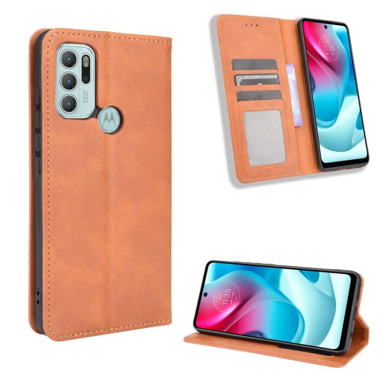Чехол Deexe Retro Style для Motorola Moto G60s - Brown: фото 8 из 12
