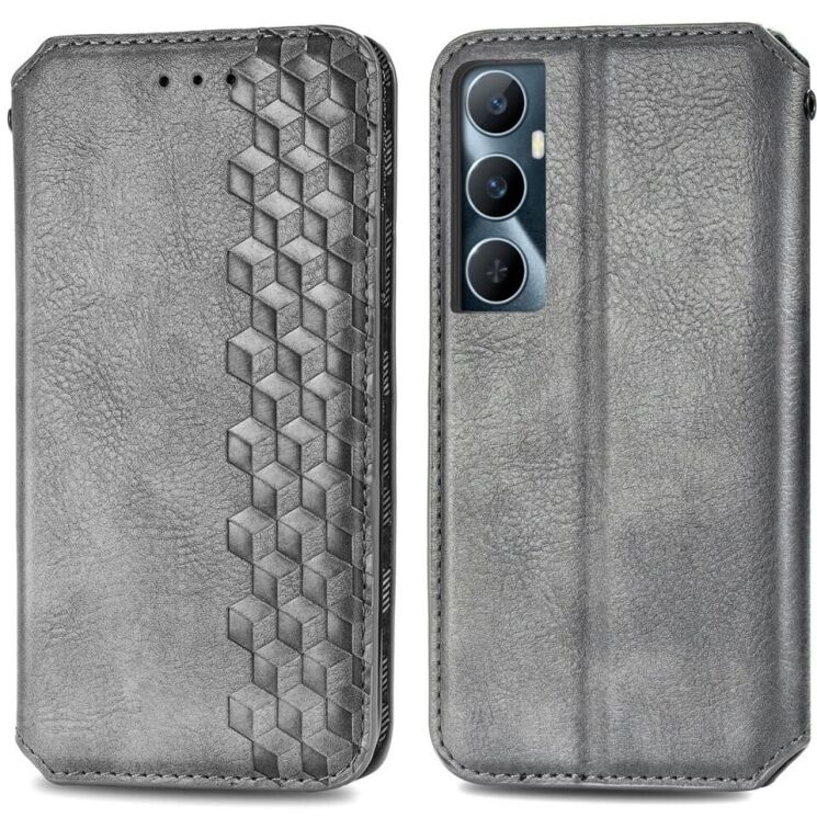 Чехол Deexe Rhombus Wallet для Realme C65 - Grey: фото 1 из 9
