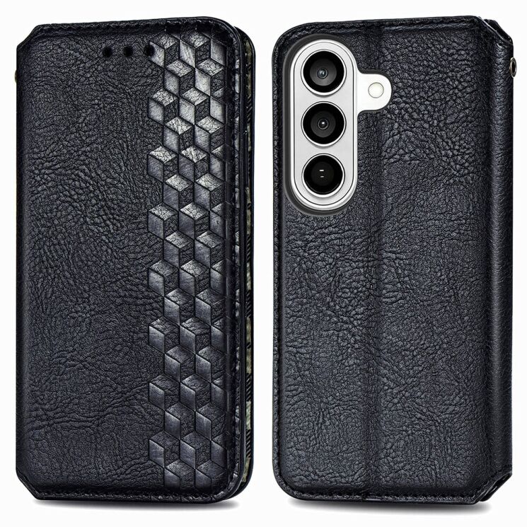 Чехол Deexe Rhombus Wallet для Samsung Galaxy A57 (A576) - Black: фото 1 из 8