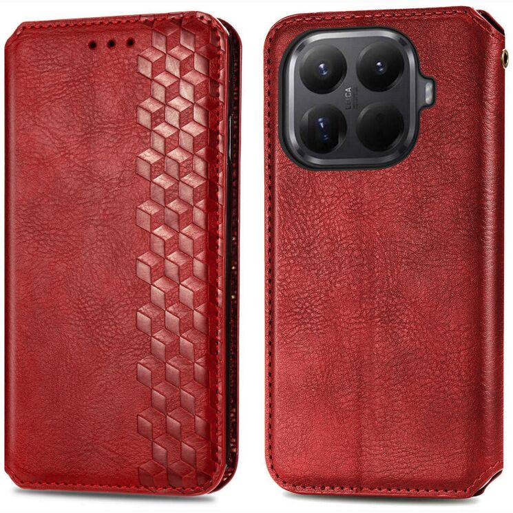 Чохол Deexe Rhombus Wallet для Xiaomi 17T - Red: фото 2 з 8