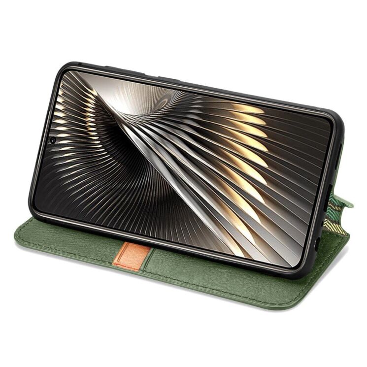 Чехол Deexe Rhombus Wallet для Xiaomi Poco F6 - Green: фото 3 из 9