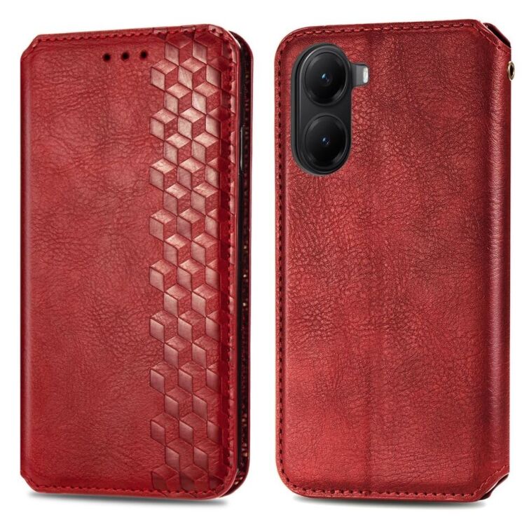 Чохол Deexe Rhombus Wallet для Xiaomi Poco X7 Pro - Red: фото 2 з 10