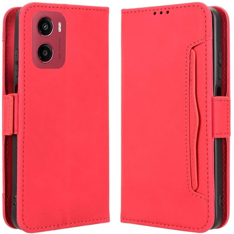 Чохол Deexe Wallet Stand для Motorola Moto G05 / Moto E15 - Red: фото 1 з 7
