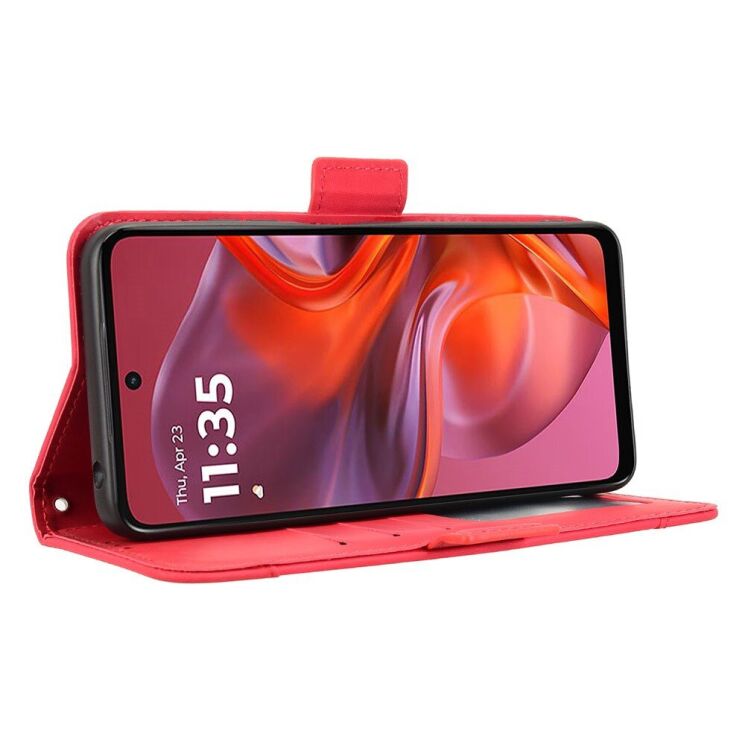 Чохол Deexe Wallet Stand для Motorola Moto G05 / Moto E15 - Red: фото 4 з 7