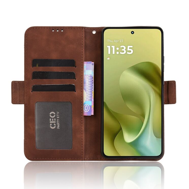 Чохол Deexe Wallet Stand для Motorola Moto G86 - Brown: фото 6 з 13