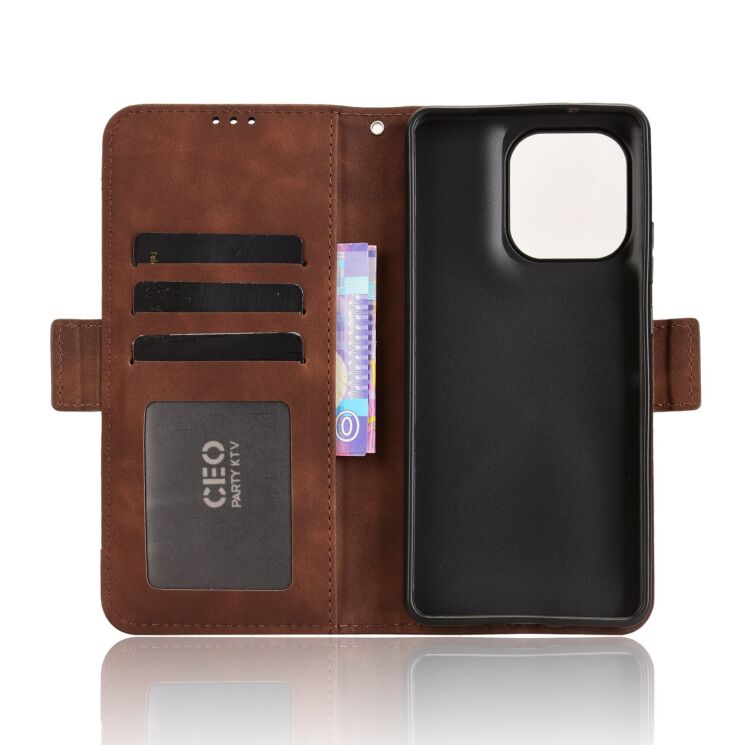 Чохол Deexe Wallet Stand для Motorola Moto G86 - Brown: фото 5 з 13