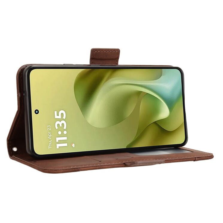 Чохол Deexe Wallet Stand для Motorola Moto G86 - Brown: фото 7 з 13