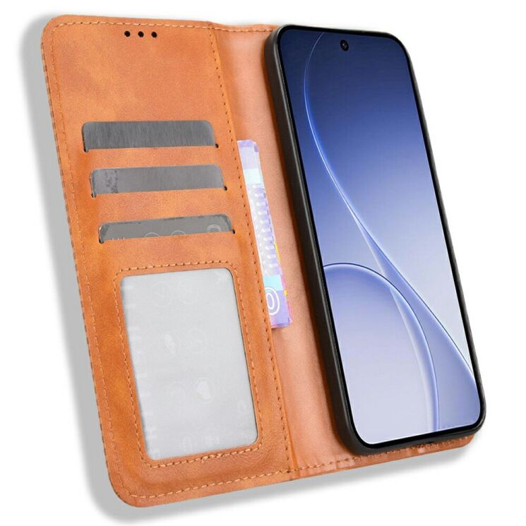 Чехол-книжка Deexe Retro Style для OPPO Reno 15 - Brown: фото 3 из 7