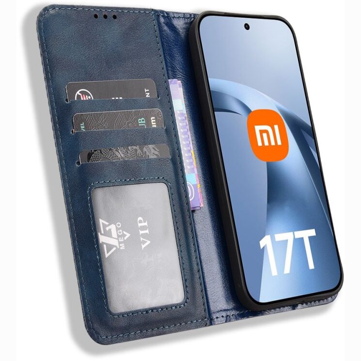 Чехол-книжка Deexe Retro Style для Xiaomi 17T - Blue: фото 6 из 18