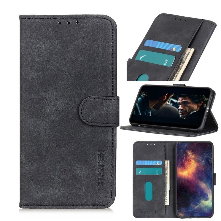 Чохол-книжка з застібкою KHAZNEH Retro Wallet для Realme C15 - Black: фото 1 з 11