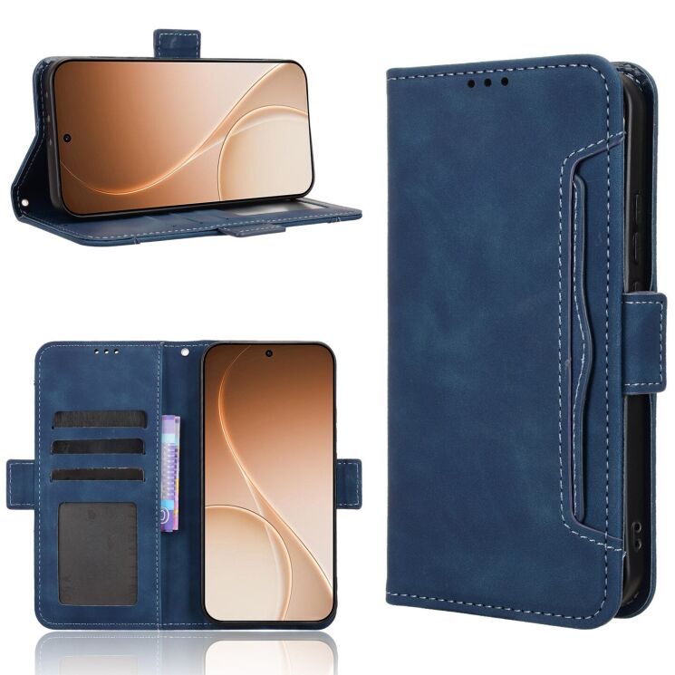 Чехол-книжка с карманами Deexe Wallet Stand для OPPO Reno 15 F/FS - Blue: фото 7 из 15