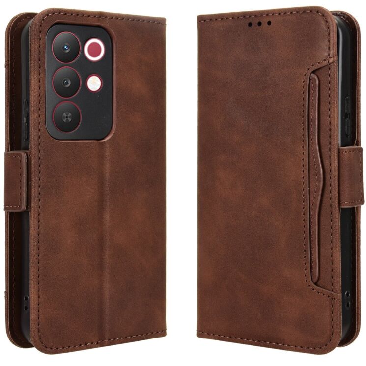 Чехол-книжка с карманами Deexe Wallet Stand для Realme C85 - Brown: фото 1 из 15