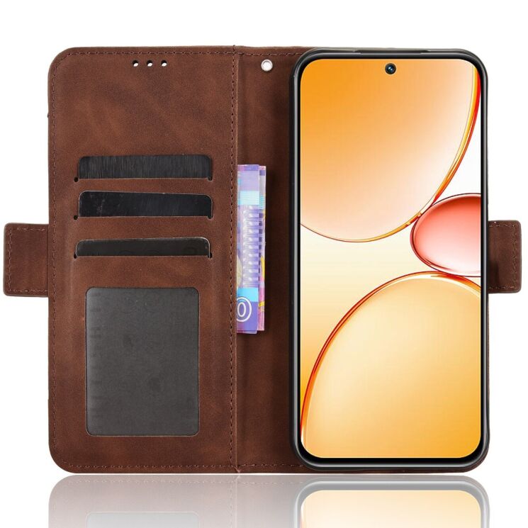 Чехол-книжка с карманами Deexe Wallet Stand для Realme C85 - Brown: фото 5 из 15