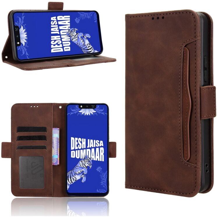 Чехол-книжка с карманами Deexe Wallet Stand для TECNO Spark Go 3 - Brown: фото 6 из 13
