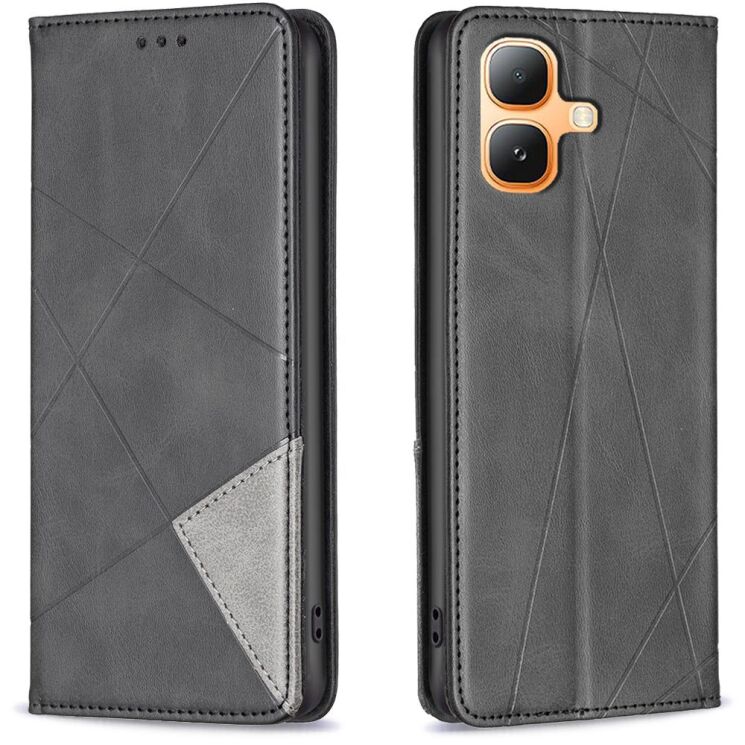 Чохол-книжка з кишеньками UniCase Geometric Pattern для Infinix Smart 20 - Black: фото 1 з 10