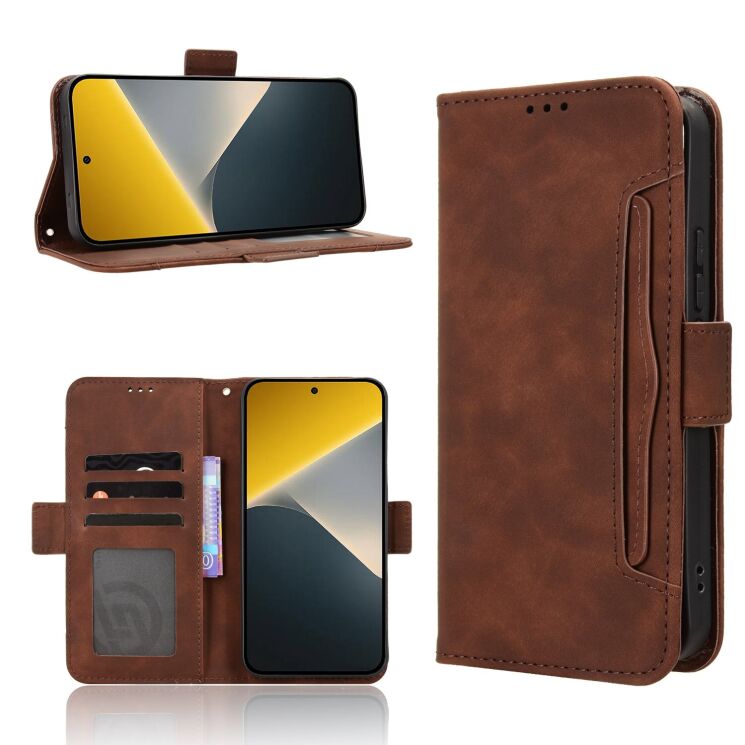 Чохол-книжка з кишеньками Deexe Wallet Stand для Xiaomi Poco X8 - Brown: фото 8 з 15