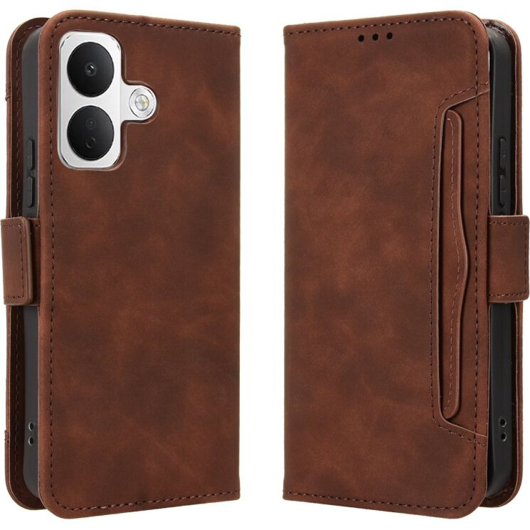 Чохол-книжка з кишеньками Deexe Wallet Stand для Xiaomi Poco X8 - Brown: фото 1 з 15