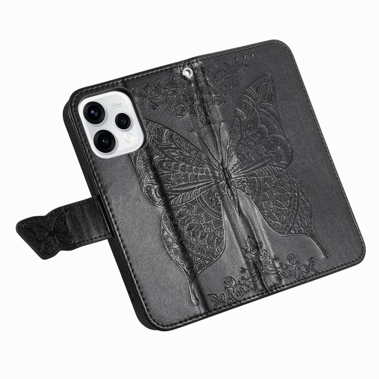 Чохол-книжка з малюнком UniCase Butterfly Pattern для OPPO Reno 15 - Black: фото 3 з 9
