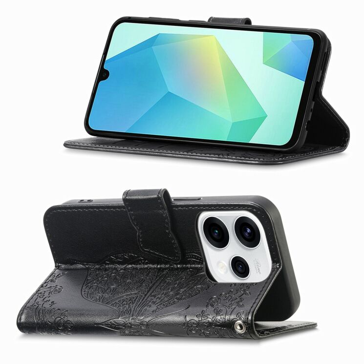 Чохол-книжка з малюнком UniCase Butterfly Pattern для OPPO Reno 15 - Black: фото 2 з 9