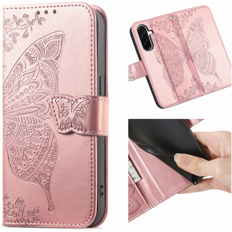 Чехол-книжка с рисунком UniCase Butterfly Pattern для Samsung Galaxy A27 (A276) - Rose Gold (408671RG) Чехол-книжка с рисунком UniCase Butterfly Pattern для Samsung Galaxy A27 (A276) - Rose Gold: фото 2 из 8