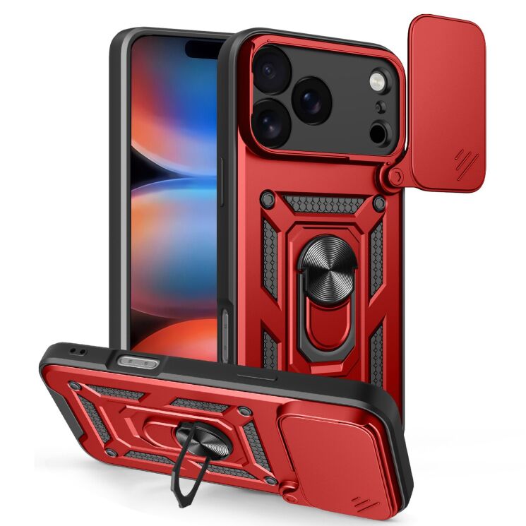 Чохол із захистом камери Deexe Armor Shield для iPhone 18 Pro Max / 17 Pro Max - Red: фото 1 з 9