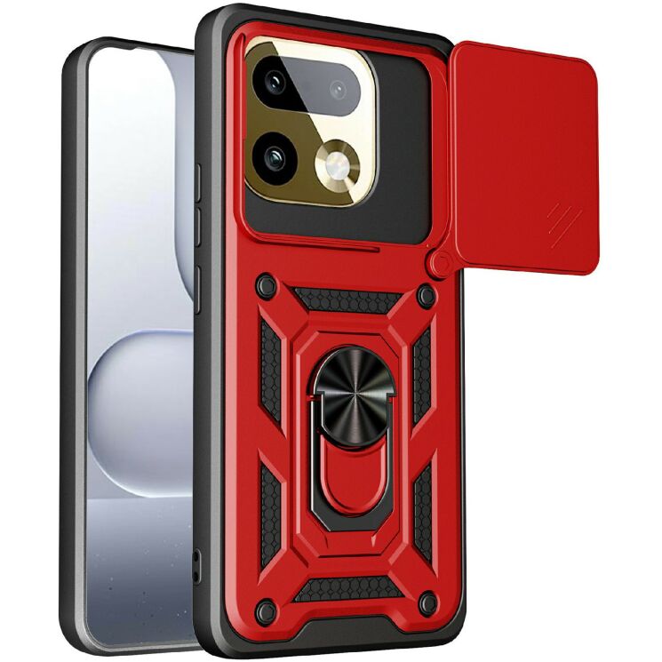 Чехол с защитой камеры Deexe Armor Shield для Realme 16 Pro Plus - Red: фото 1 из 9