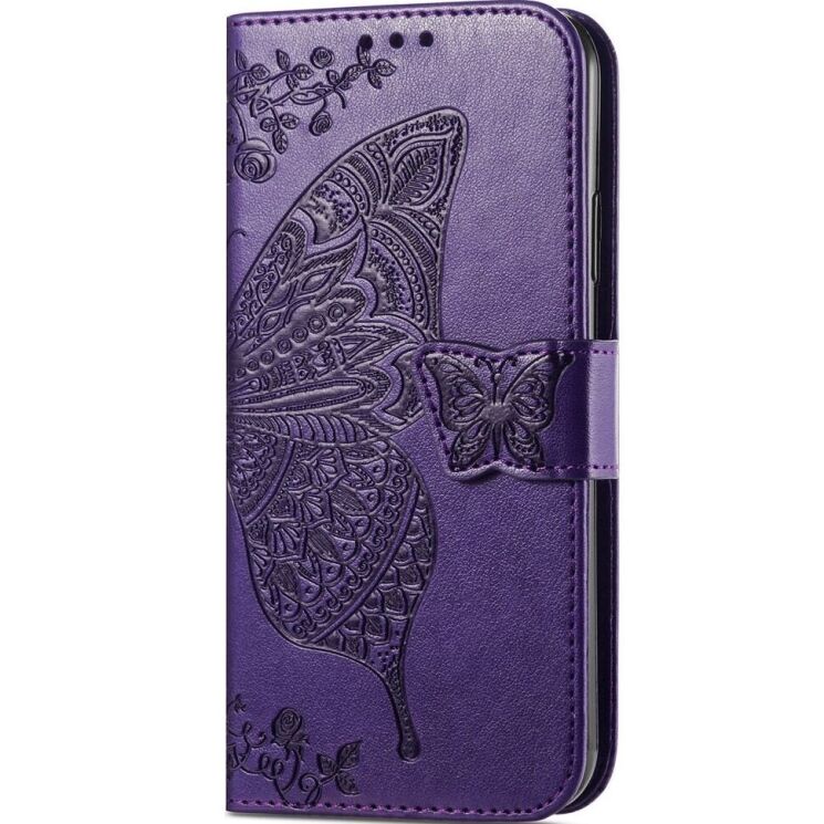Чехол-книжка с рисунком UniCase Butterfly Pattern для Motorola Moto E22 - Purple: фото 4 из 8