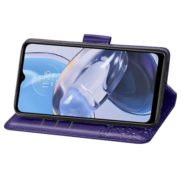 Чехол-книжка с рисунком UniCase Butterfly Pattern для Motorola Moto E22 - Purple: фото 3 из 8