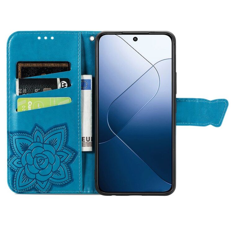 Чехол UniCase Butterfly Pattern для Xiaomi 14T Pro - Blue: фото 2 из 10