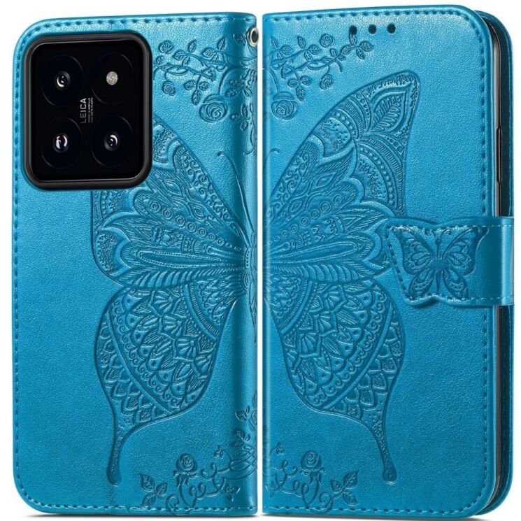 Чехол UniCase Butterfly Pattern для Xiaomi 14T Pro - Blue: фото 1 из 10