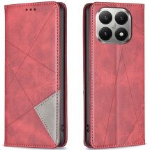 Чехол-книжка с кармашками UniCase Geometric Pattern для Xiaomi 15T - Red: фото 1 из 9