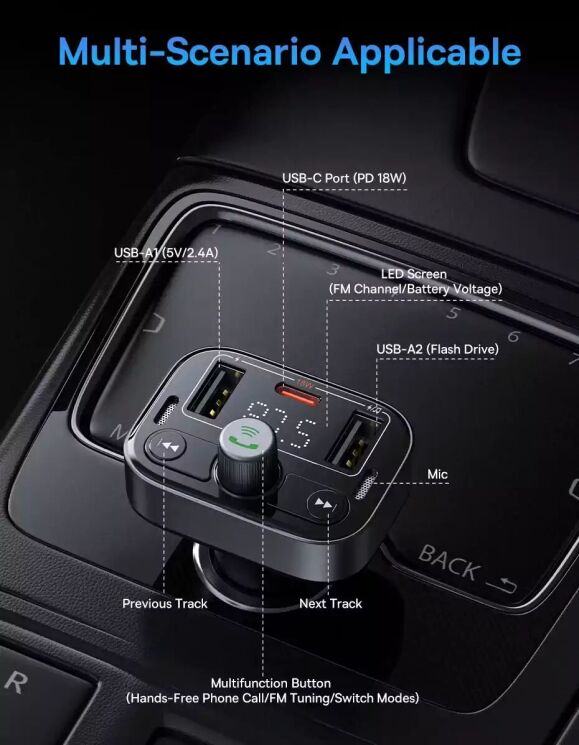 FM модулятор Baseus S-09 Pro Series (C10762200113-00) - Black: фото 11 из 11