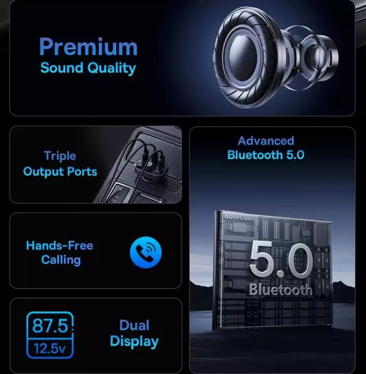 FM модулятор Baseus S-09 Pro Series (C10762200113-00) - Black: фото 8 из 11