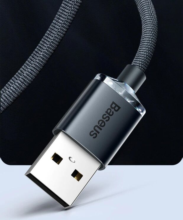Кабель Baseus Crystal Shine Series USB to Lightning (2.4A, 2m) CAJY000101 - Black: фото 9 з 25