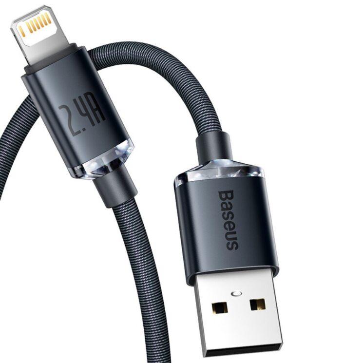 Кабель Baseus Crystal Shine Series USB to Lightning (2.4A, 2m) CAJY000101 - Black: фото 2 з 25