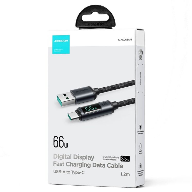 Кабель JOYROOM Prism Series S-AC066A16 USB to Type-C 66W (1.2m) - Black: фото 2 из 10