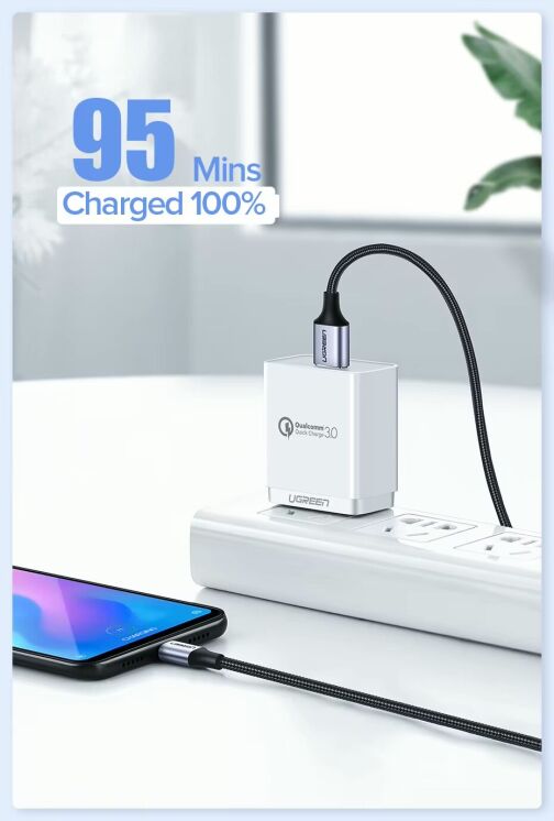 Кабель UGREEN US288 USB to Type-C (3A, 2m) 60128 - Black: фото 6 из 18