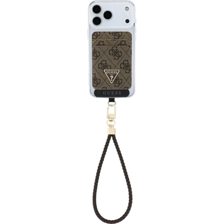 Кардхолдер з ремінцем для смартфону Guess triangle MagSafe (GUBPWMWSP4GTW) - Brown: фото 2 з 6