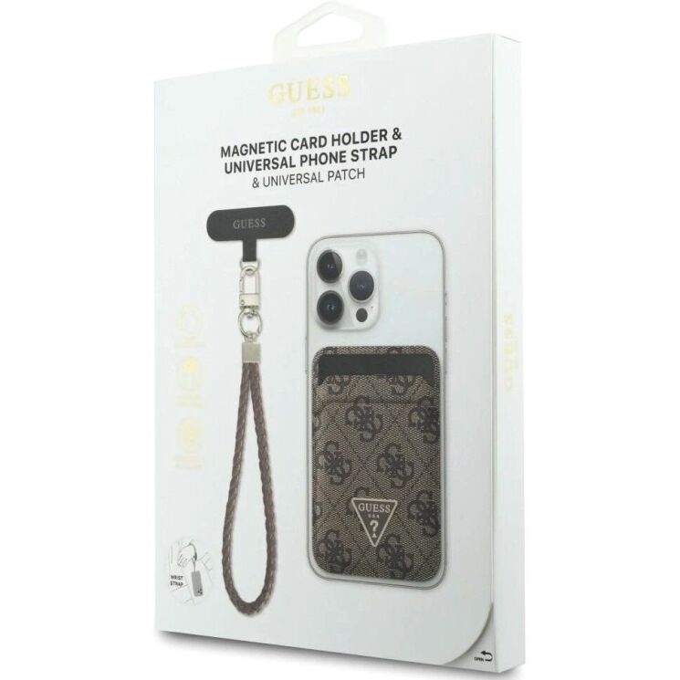 Кардхолдер з ремінцем для смартфону Guess triangle MagSafe (GUBPWMWSP4GTW) - Brown: фото 6 з 6