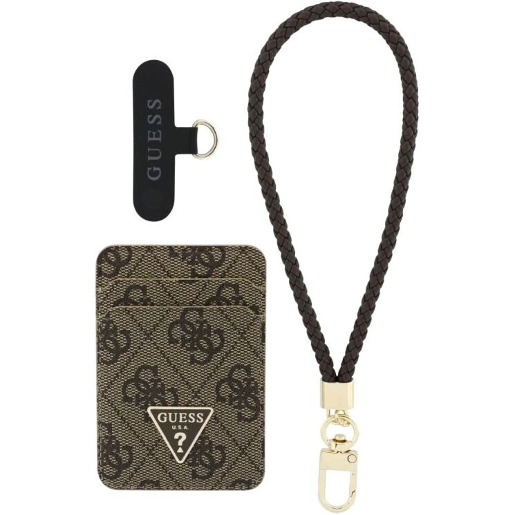 Кардхолдер з ремінцем для смартфону Guess triangle MagSafe (GUBPWMWSP4GTW) - Brown: фото 1 з 6