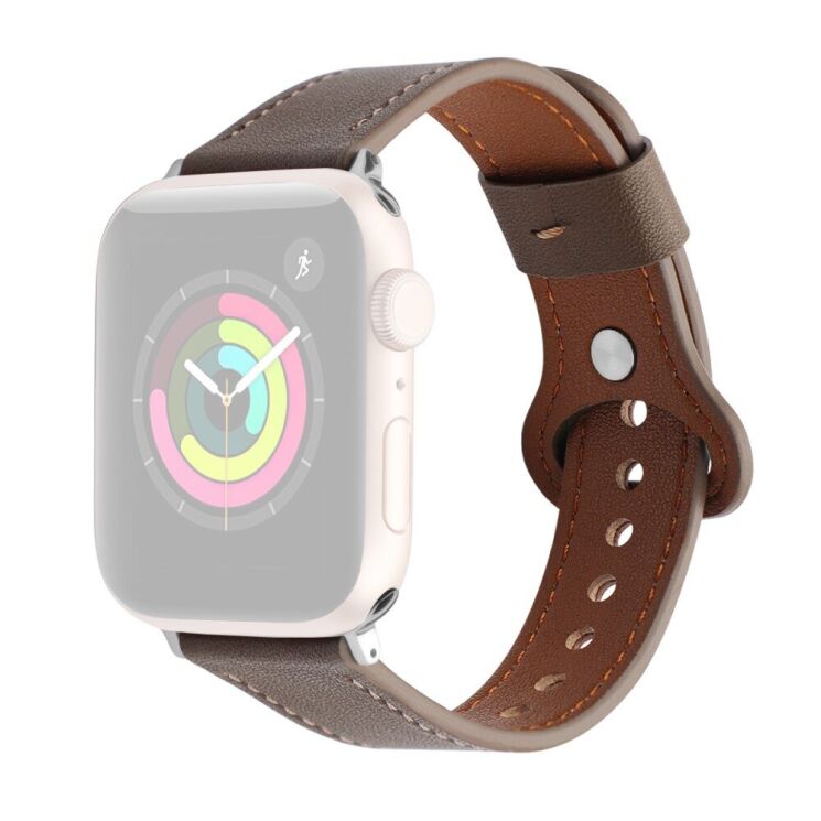 Кожаный ремешок Deexe Original Style для Apple Watch 46 / 45 / 44 / SE 44 / 42 (Series 1-3) / Ultra / Ultra 2 - Coffee: фото 1 из 6