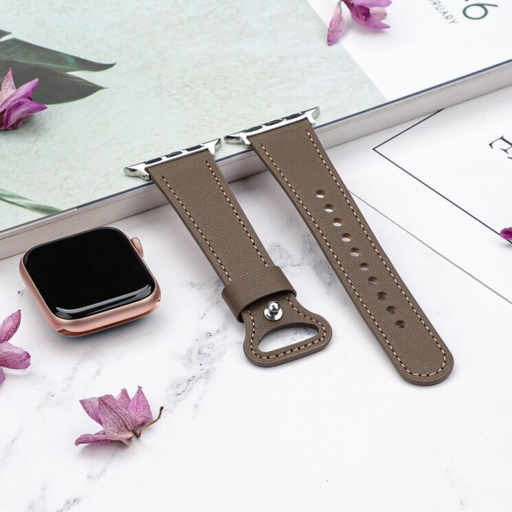 Кожаный ремешок Deexe Original Style для Apple Watch 46 / 45 / 44 / SE 44 / 42 (Series 1-3) / Ultra / Ultra 2 - Coffee: фото 5 из 6