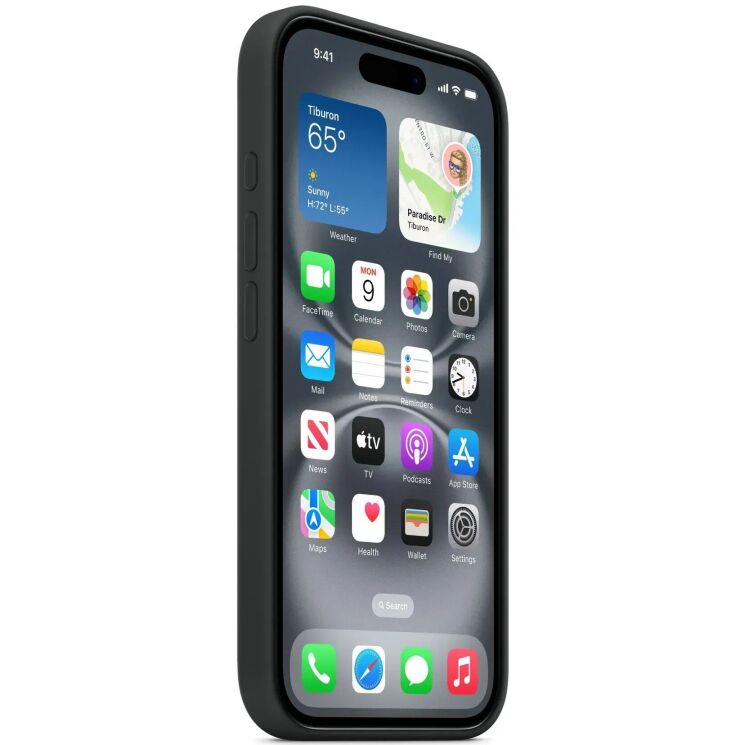 Оригинальный чехол Silicone Case with MagSafe для Apple iPhone 16 (MYY13) - Black: фото 6 из 6