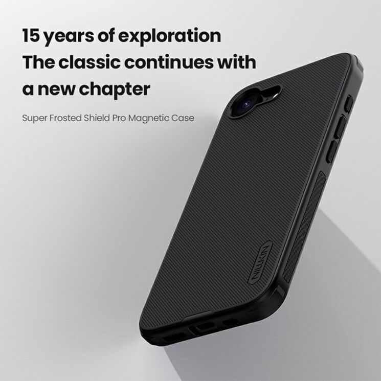 Пластиковый чехол NILLKIN Frosted Shield Pro Magnetic для Apple iPhone 16e - Black: фото 6 из 10
